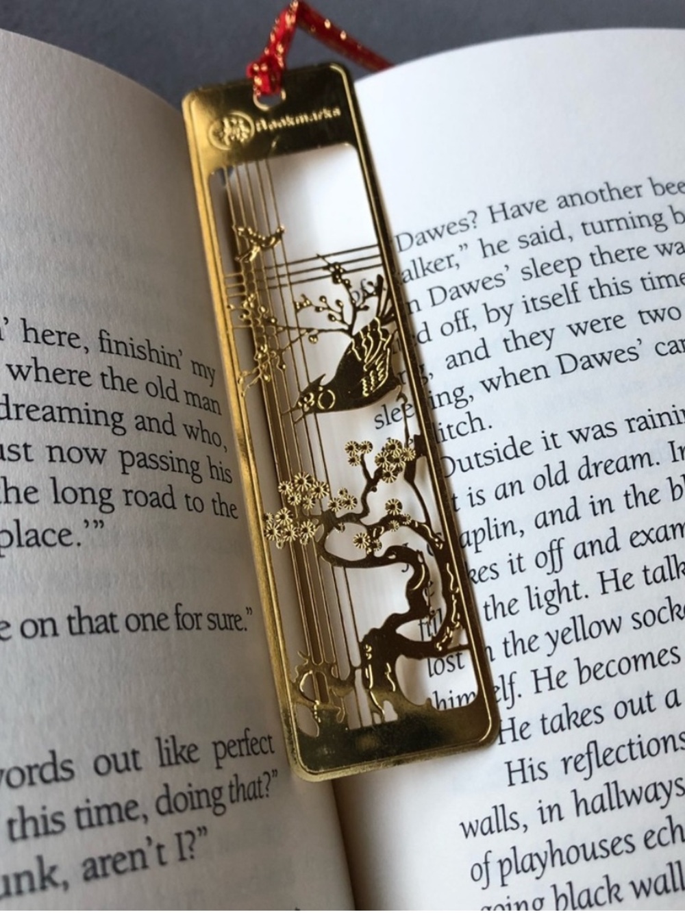 Golden Bookmark ~ Bonsai Tree & Bird Design ~ Brand New!